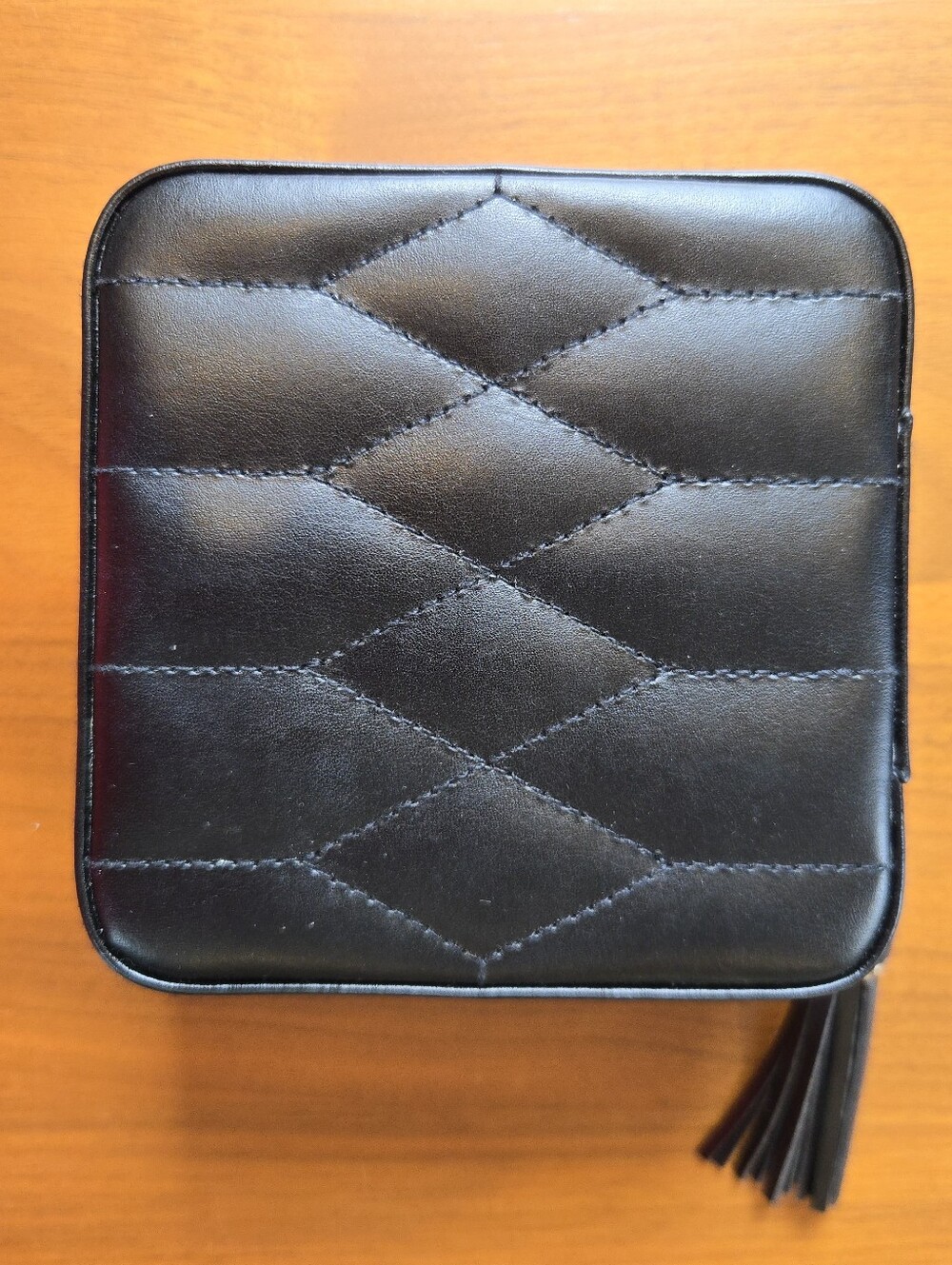 WOLF Caroline Black Quilted Jewelry Travel Box Tassel Zip